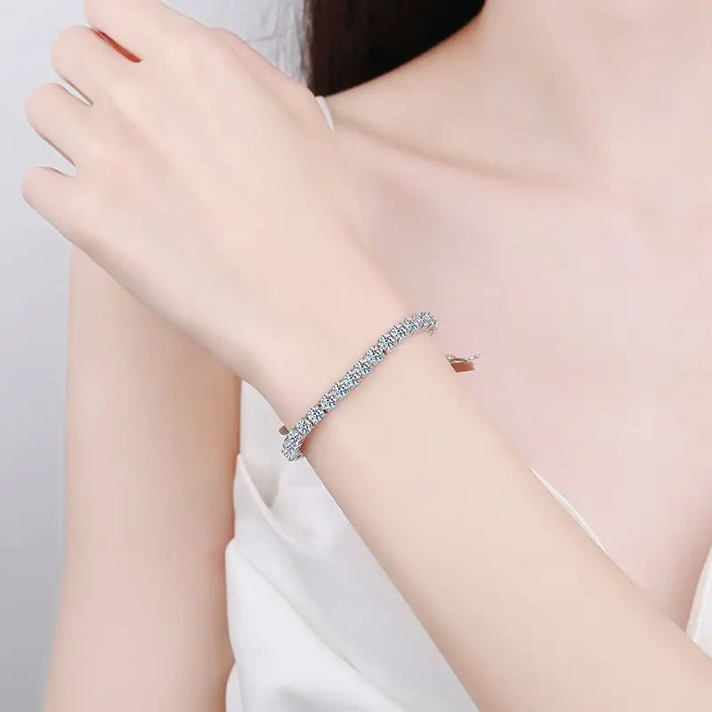 925 Sterling Silver Moissanite Tennis Bracelets Shining for Women Exquisite Wedding Jewelry Accessories Fashion 5A Zircon Gifts