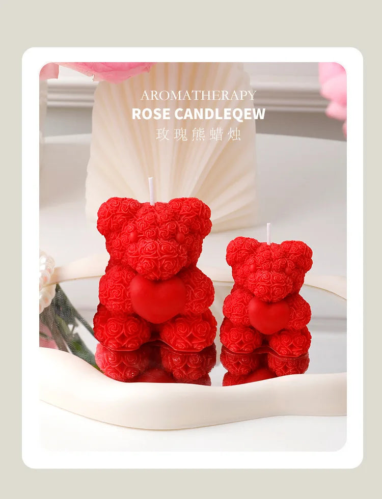 Rose Bear Scented Candles - Cute Decorations & Handmade Gifts for Women / Friends, Ideal for Wedding Souvenirs,  Valentine's Day