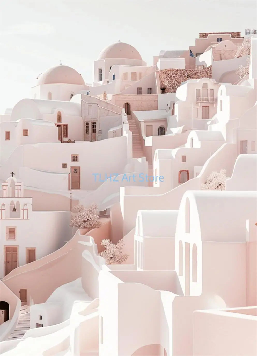 Modern Greece Summer Coast Santorini Travel Landscape Posters and Prints Canvas Printing Wall Art Picture for Living Room Decor