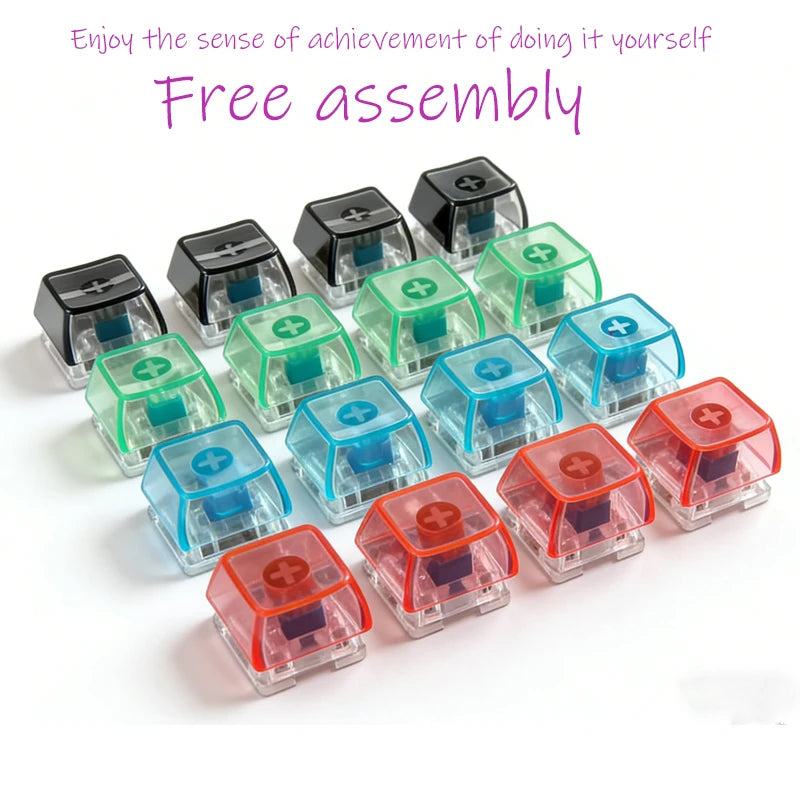 /LED free assembly keyboard keychain Fidget toy crystal clicker sensory toy stress relief keyboard keychain adult children's toy