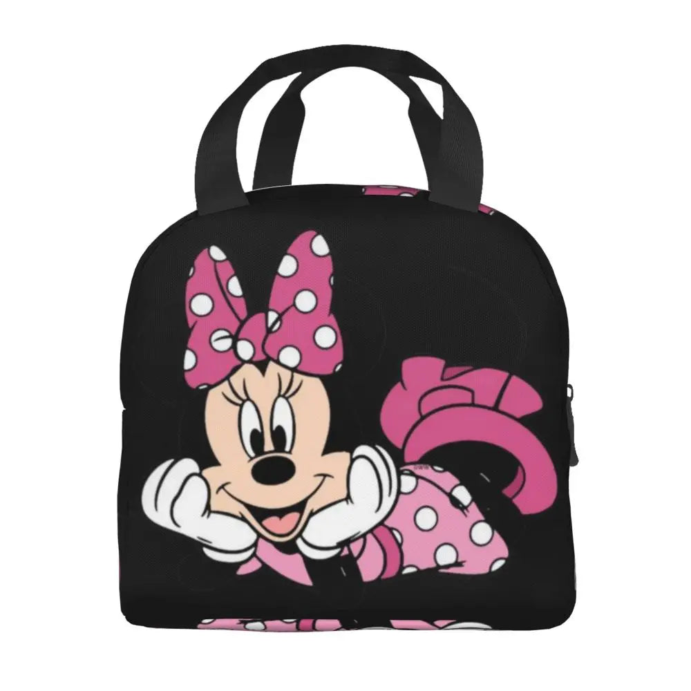 Custom Mickey Pink Minnie Mouse Lunch Bag Women Creative Design Cooler Warm Insulated Lunch Box for Kids School