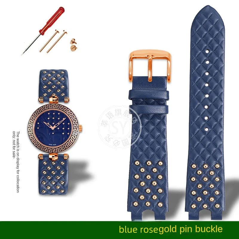 Shenyu Watchband with u-shaped interface For VERSACE Vanitas micro Leather strap Replace watch bracelet female Watch Accessories