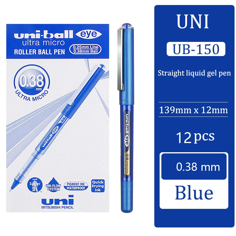 Japan uni-ball Gel Ink Pen, 0.38/0.5mm UB-150 Eye Micro Rollerball Pens, Large Capacity Water-based Signature Writing Stationery