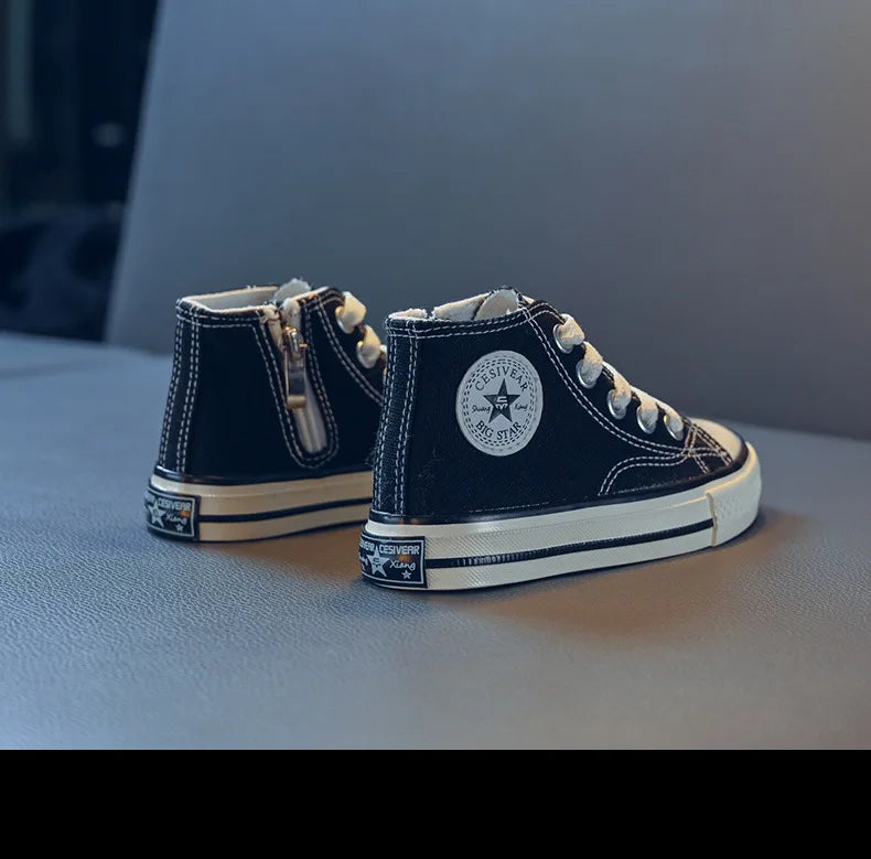 Children's Mid-Top Canvas Shoes Soft Bottom Comfortable Casual Children's Shoes Boys and Girls Non-slip Breathable Board Shoes
