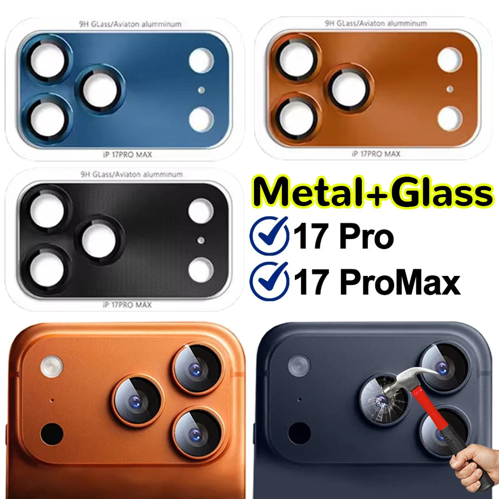 NEW 2PCS For iPhone 17 Pro Max Lens Protector Metal Aluminum Alloy Tempered Glass Camera Cover Shatterproof Hardness Protectors
