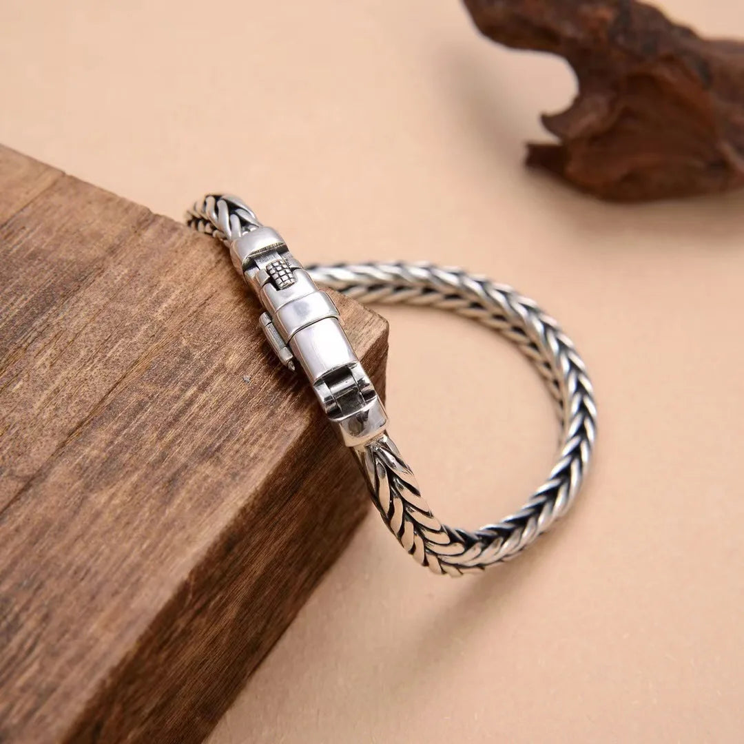 S925 Sterling Silve Twisted Bracelets For Men Hip Hop Handmade Exquisite Unique Fashion Jewelry Gift Factory Price
