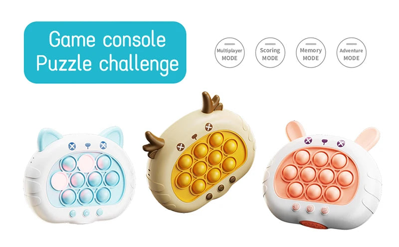 3 Colors 1 pcs Electronic Pop Quick Push Bubbles Game Machine Kid Cartoon Fun Squeezing Toys Anti Stress Sensory Bubble Toy Gift
