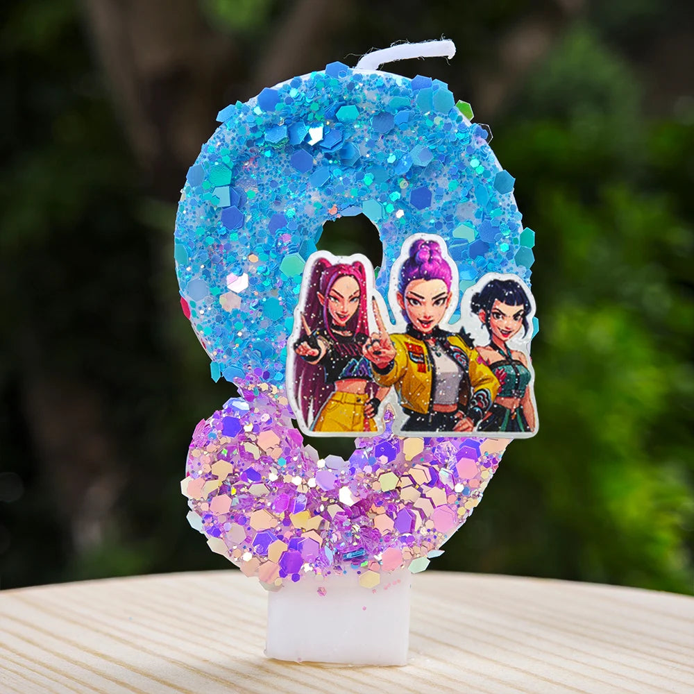 Kpop Demon Hunters Candle Number 0-9 Soccer Candle Cake Decoration Birthday Party for Kids Baby Shower Decor Gift