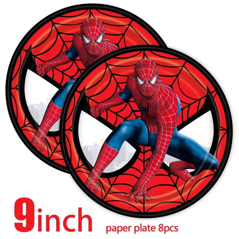 Spiderman Theme Birthday Party Decoration Blue Red SpiderMan Disposable Tableware Set Banner Balloons for Baby Shower Kids Gifts