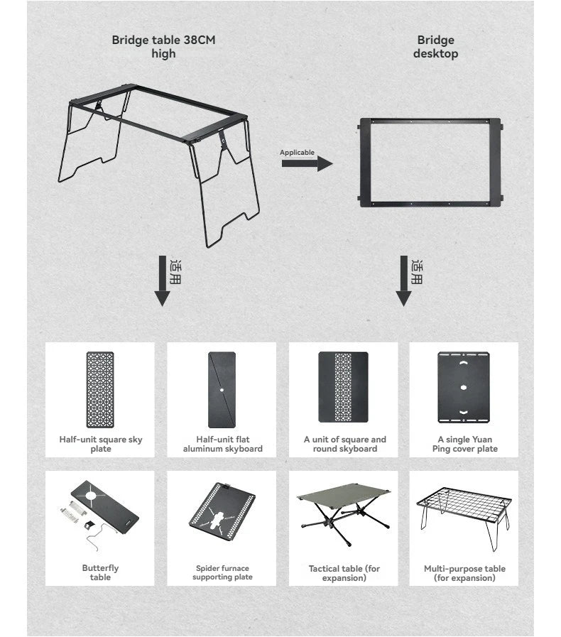 CAMPINGMOON CK-25BK-1PIGT Combination Table Suitable For Snow Peak Stove Cover Outdoor Camping Table Accessories