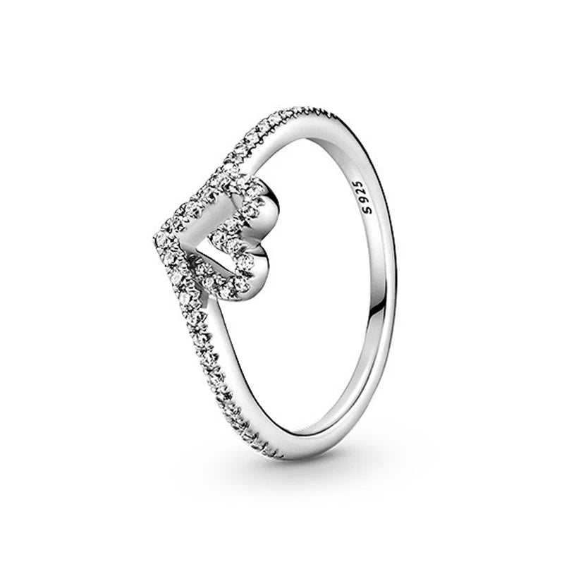 New White Series Original 925 Sterling Silver Women Finger Rings for Women Silver Daisy Mom heart Zirconia Stone Luxury Jewelry