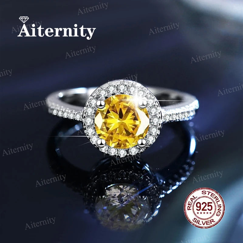Moissanite And Zircon Ring D VVS1 Adjustable Size S925 Sliver Wedding Rings for Women Jewelry Party Fashion Top Quality Ring