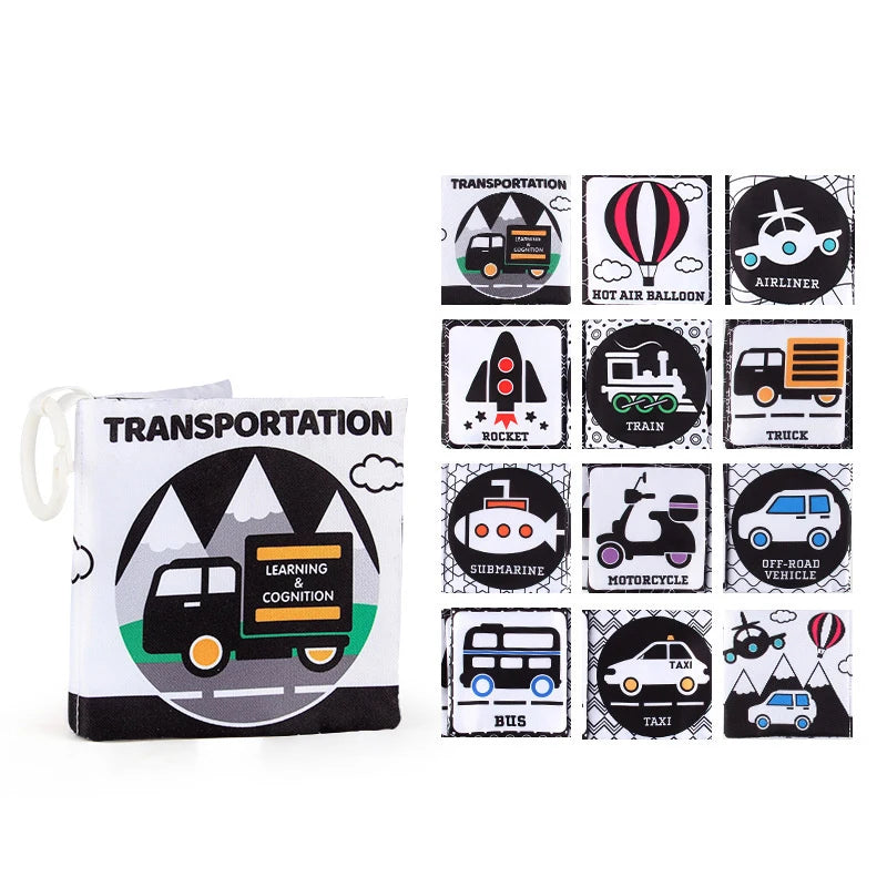 Soft Baby Clothes Book Sensory Toy Black and White High Contrast Visual Stimulation Book Toddler Early Learning Educational Book