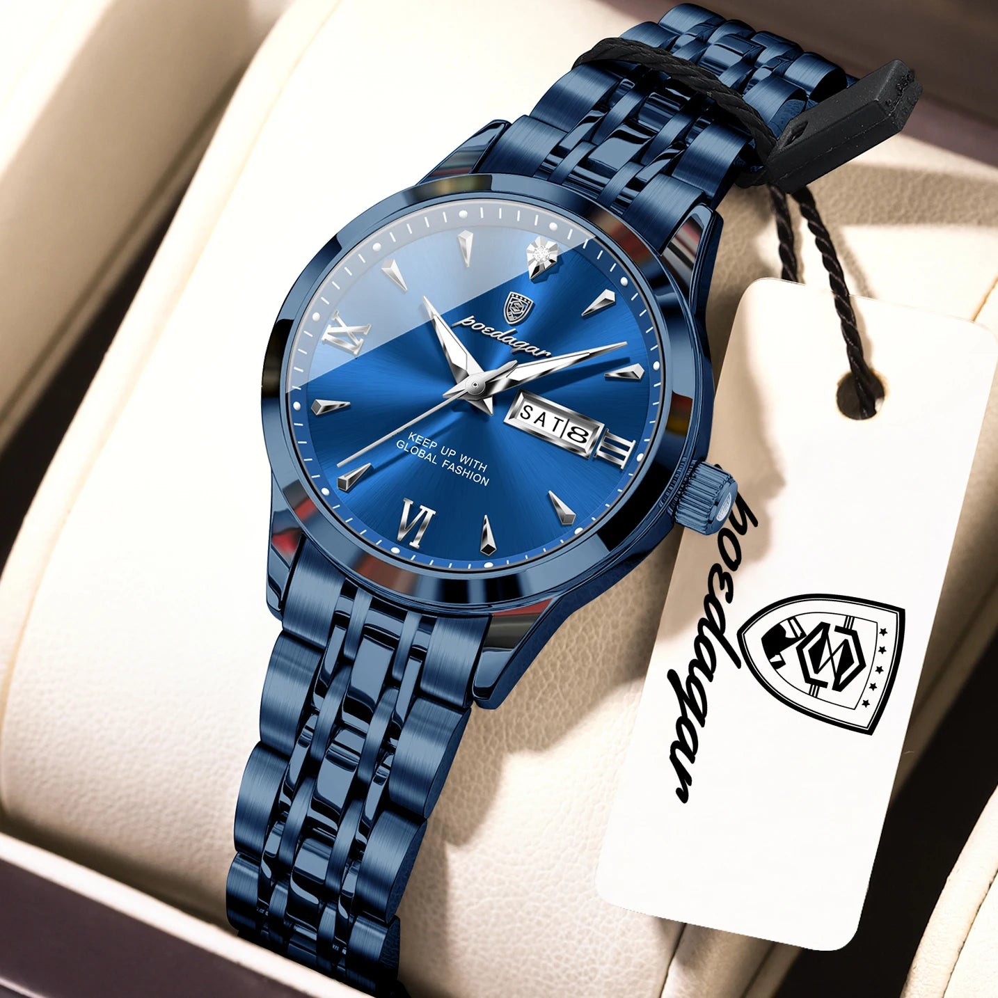 POEDAGAR Original Watch For Woman Waterproof Luminous Date Week Ladies Watch Stainless Steel Quartz Women's Watches Female Reloj