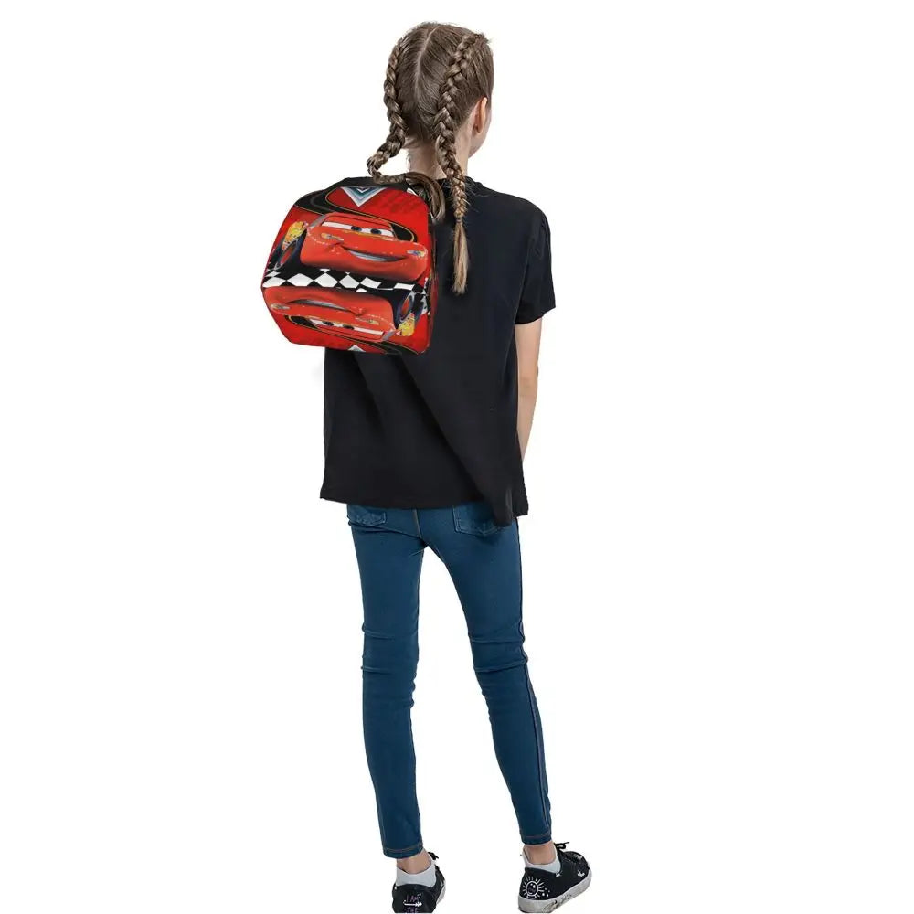 Custom Car 95 Lightning Mcqueen Insulated Lunch Bag for Women Resuable Racing Car Thermal Cooler Bento Box Office Picnic Travel