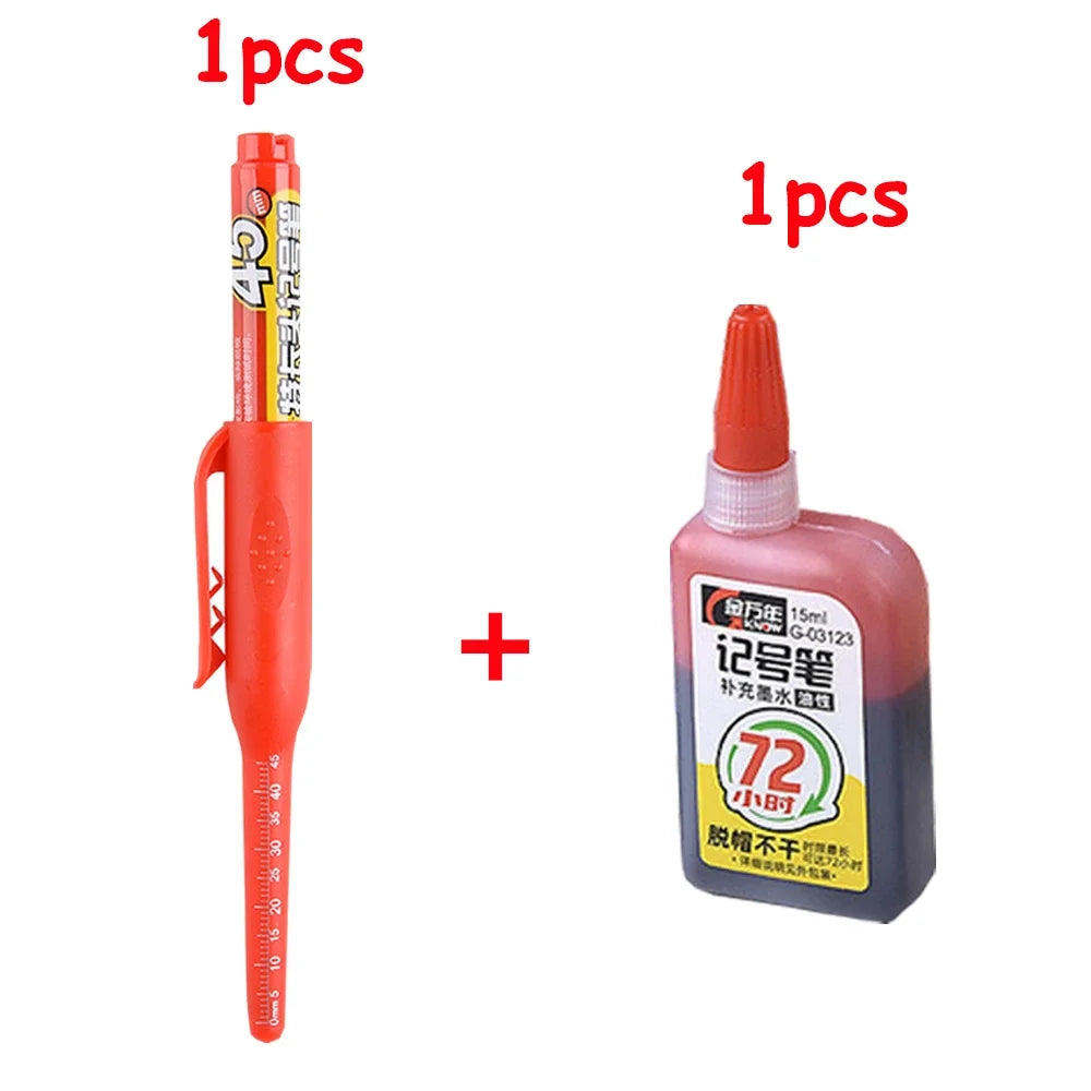 1-6Pcs 45mm Waterproof Long Head Nib Deep Hole Markers Pen Tile Carpenter Pen Multi-purpose for Woodworking Black/Blue/Red Ink