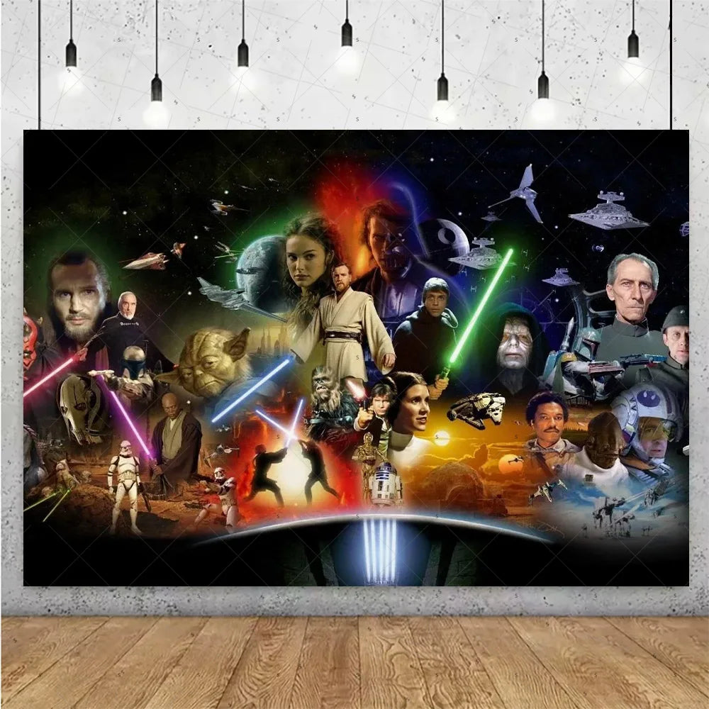 Film Star Wars Theme Birthday Party Decorations Cake Topper Number Balloons Background Yoda Master Robot Backdrop Supplies Gifts