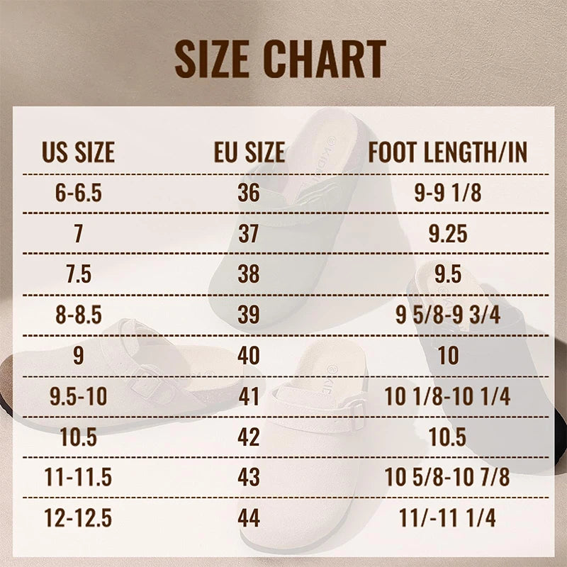 Smile New Cow Suede Women's Potato Shoes With Adjustable Strap Cork Insole Mules Outdoor Unisex Clogs Slippers With Arch Support
