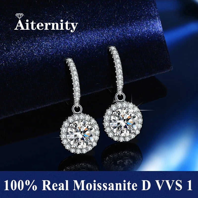 GRA Certificates 100% Real Moissanite 925 Sterling Silver D VVS1 Pass Diamond Tester Pen Moissanite Stud Earrings For Women