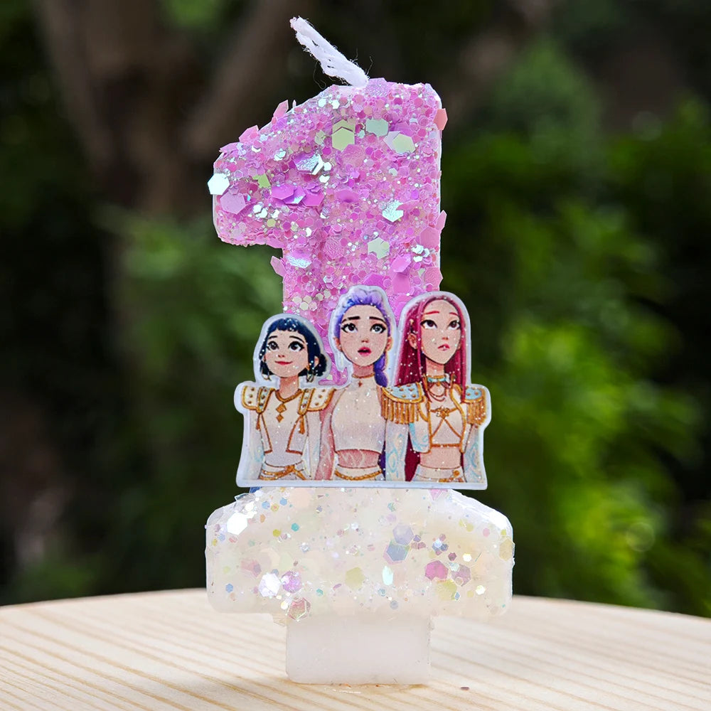 Kpop Demon Hunters Candle Number 0-9 Soccer Candle Cake Decoration Birthday Party for Kids Baby Shower Decor Gift