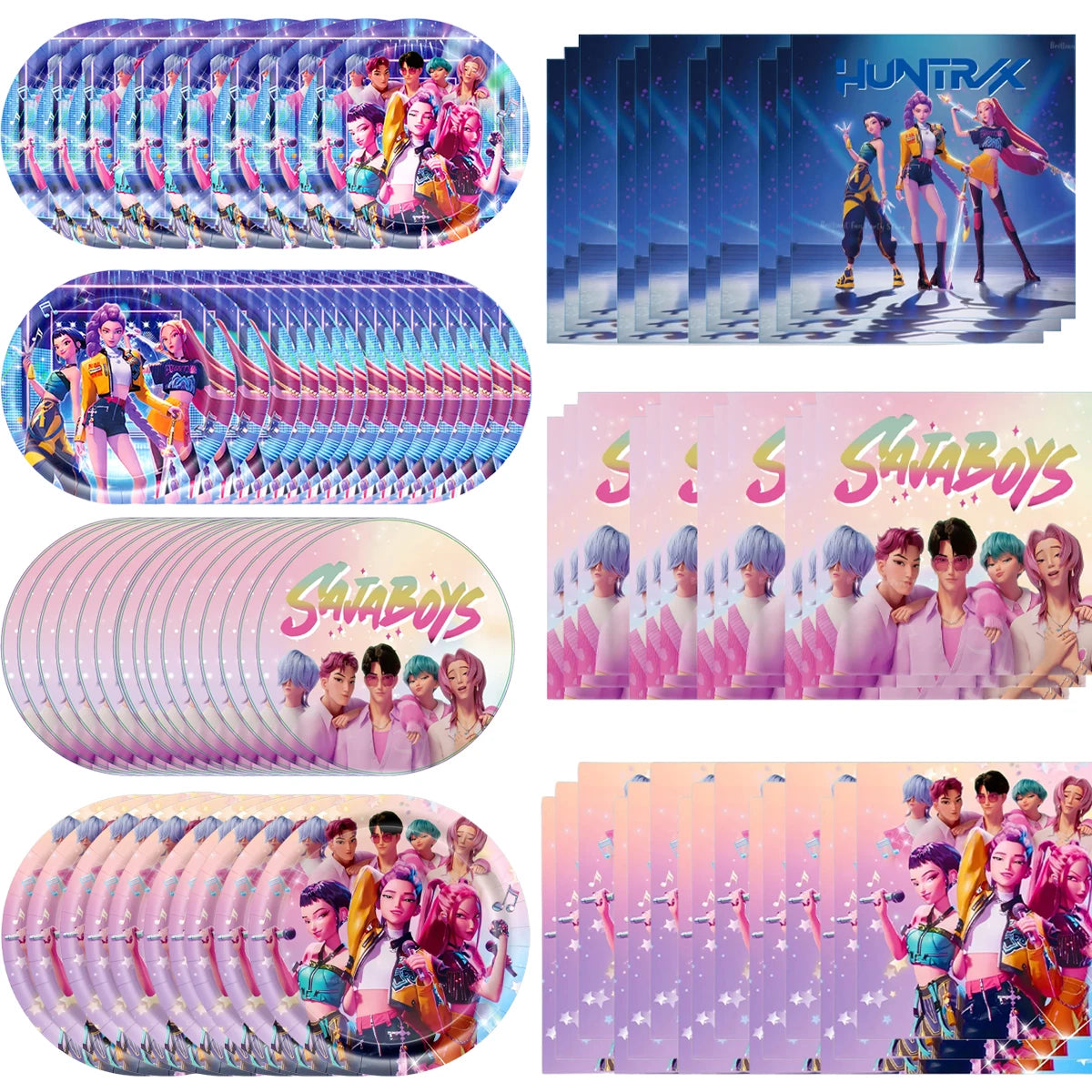 KPop Demon Hunters Birthday Decoration Disposable Party Tableware Paper Plates Napkins Cups Tablecloth Gift Bag Event Supplies