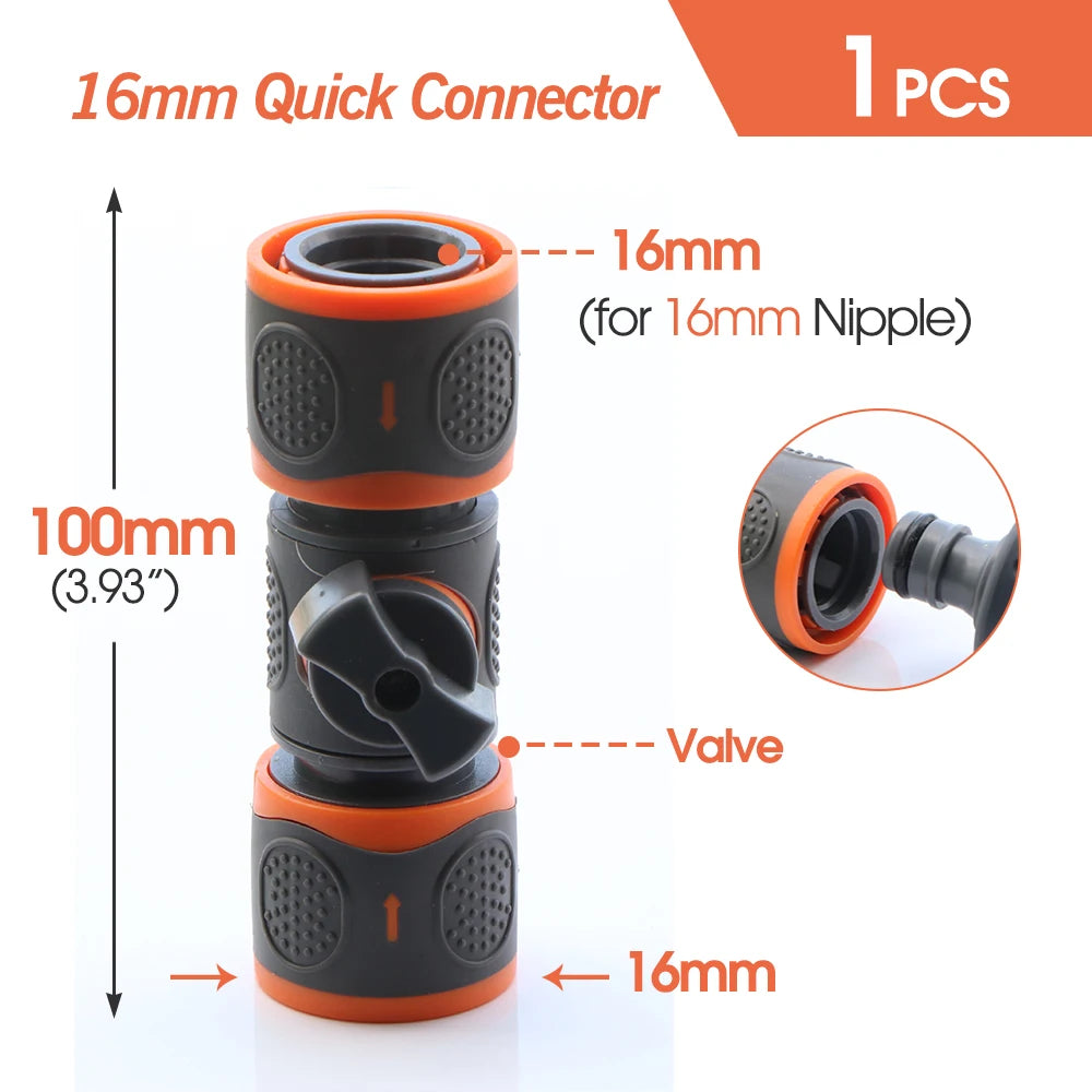 Garden Hose Quick Connector 1/2 3/4 Inch Pipe Coupler Stop Water Connector for Car Wash 20/16mm Irrigation Tube Repair Joints
