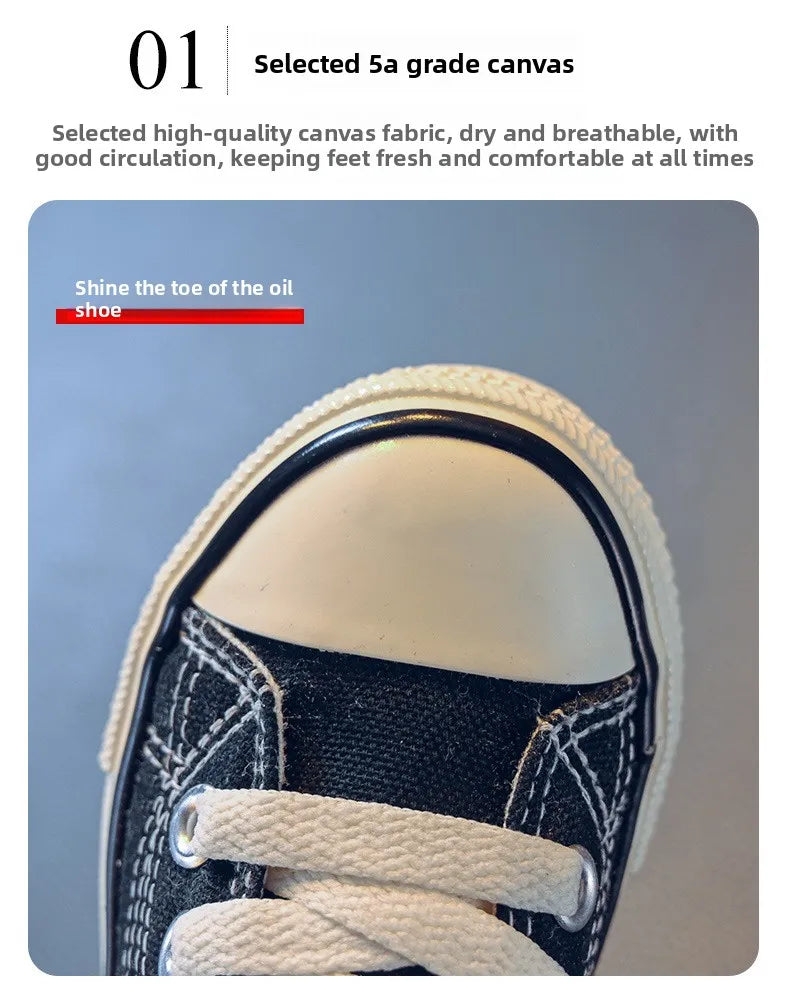 Children's Mid-Top Canvas Shoes Soft Bottom Comfortable Casual Children's Shoes Boys and Girls Non-slip Breathable Board Shoes