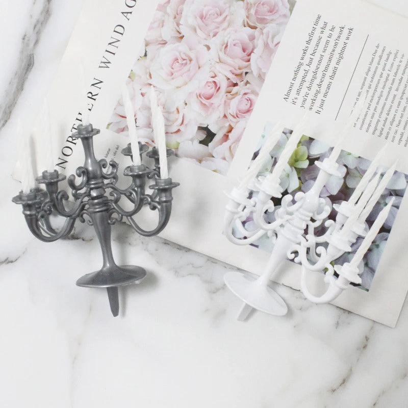 Ins Style Retro European Luxury Cake Decoration Candlestick Baking Birthday Party Wedding Small Plug-In Supplies Theme Girl