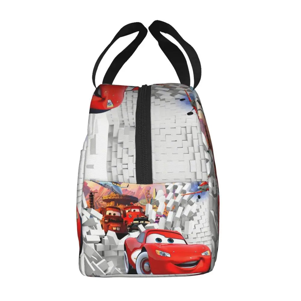 Custom Car 95 Lightning Mcqueen Insulated Lunch Bag for Women Resuable Racing Car Thermal Cooler Bento Box Office Picnic Travel