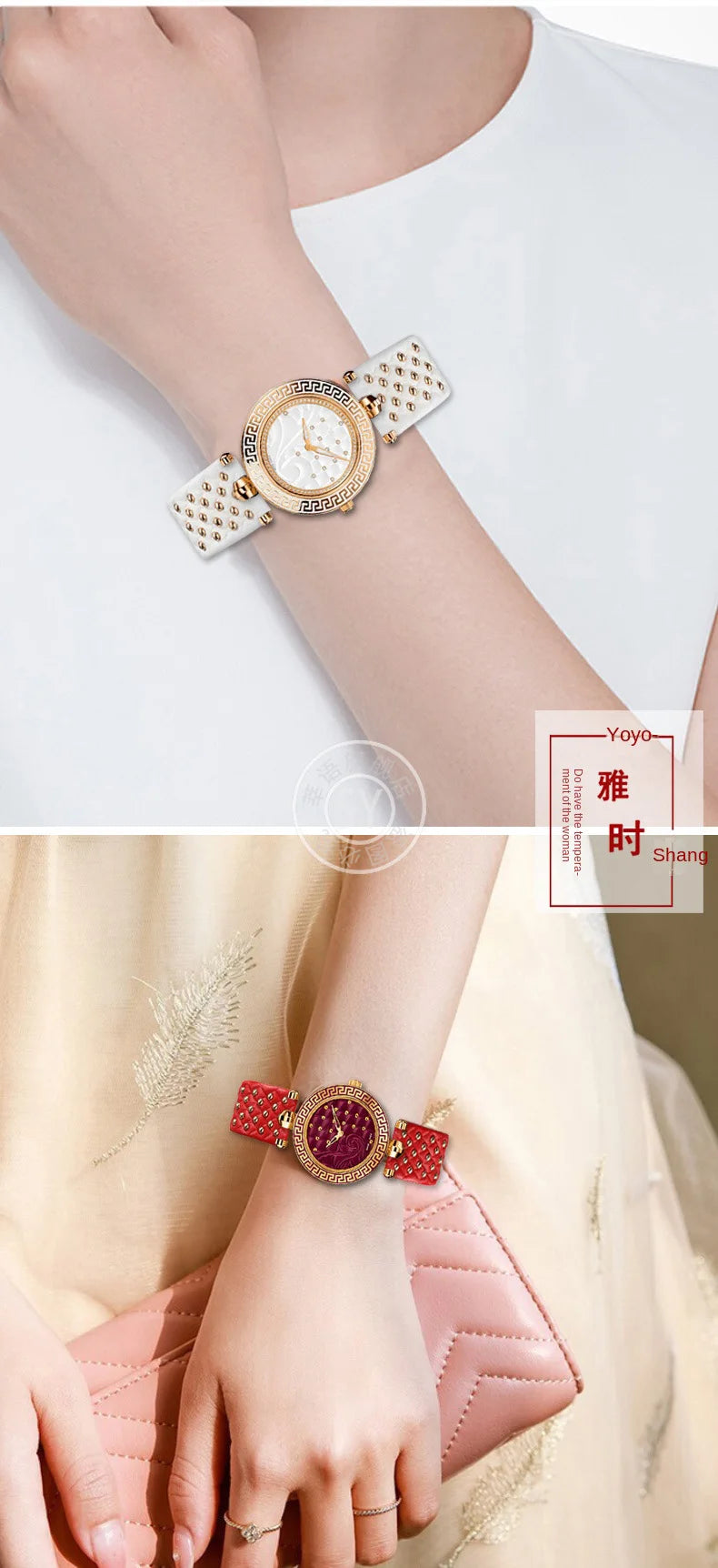 Shenyu Watchband with u-shaped interface For VERSACE Vanitas micro Leather strap Replace watch bracelet female Watch Accessories