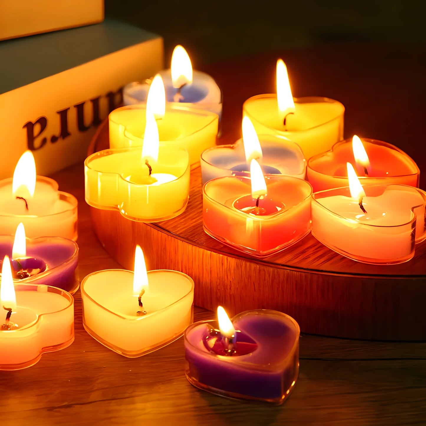9Pcs Scented Aromatic Candle Smokeless Light Tea Wax Candles Gift Heart-Shape Wedding Festival Party Home Decoration Supplies