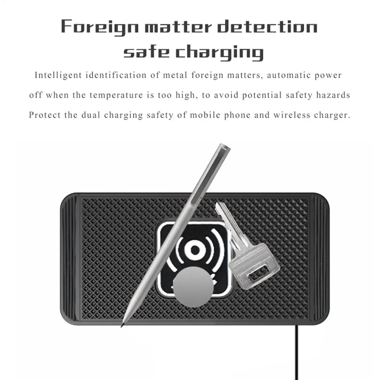 Wireless Phone Charger Wireless Car Charger Pad For Car 39 Inch Cable Automatic Sensing Non-Slip Charging Mat For Phone Vehicle