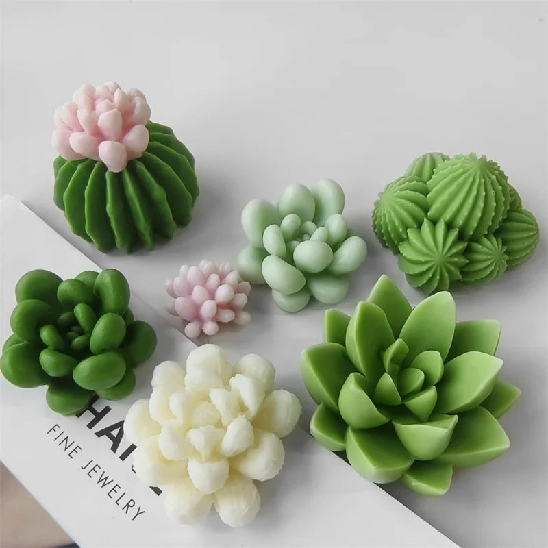 3D Silicone Candle Soap Mold Cactus Succulents Plaster Cement Mold Home Decoration DIY Aromatherapy Wedding Gifts silicone molds