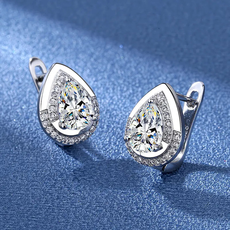925 Sterling Silver Earrings Jewelry High Quality Retro Simple Pattern Purple White Zircon Earrings Hot Sale