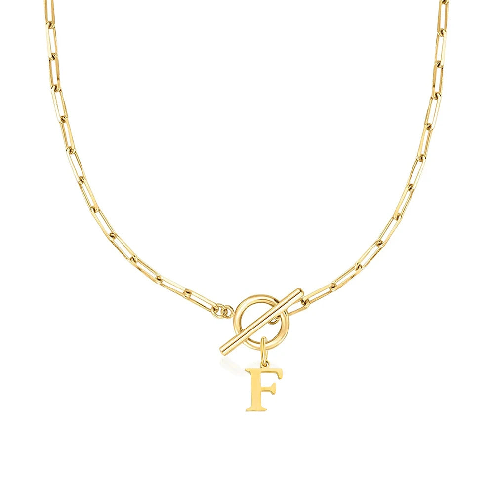 Women's stainless steel Initial necklace A-Z Letter charms pendant Choker Women collar Chain Ot Deduction Necklace For Women2025