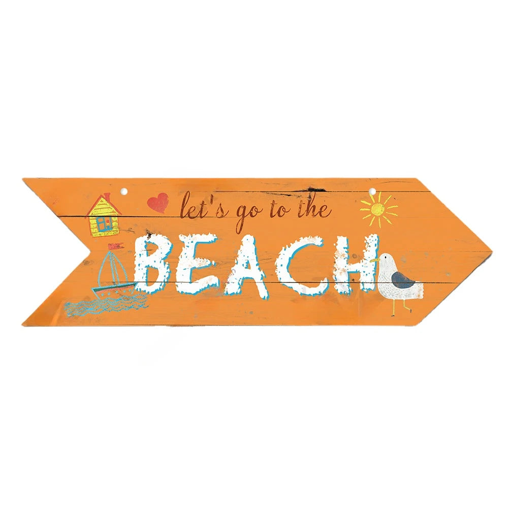 Beach Arrow Wooden Sign Beach Seaside Road Guide Wall Decoration Indicator Hanging Beach House  Wall Plaque Decor