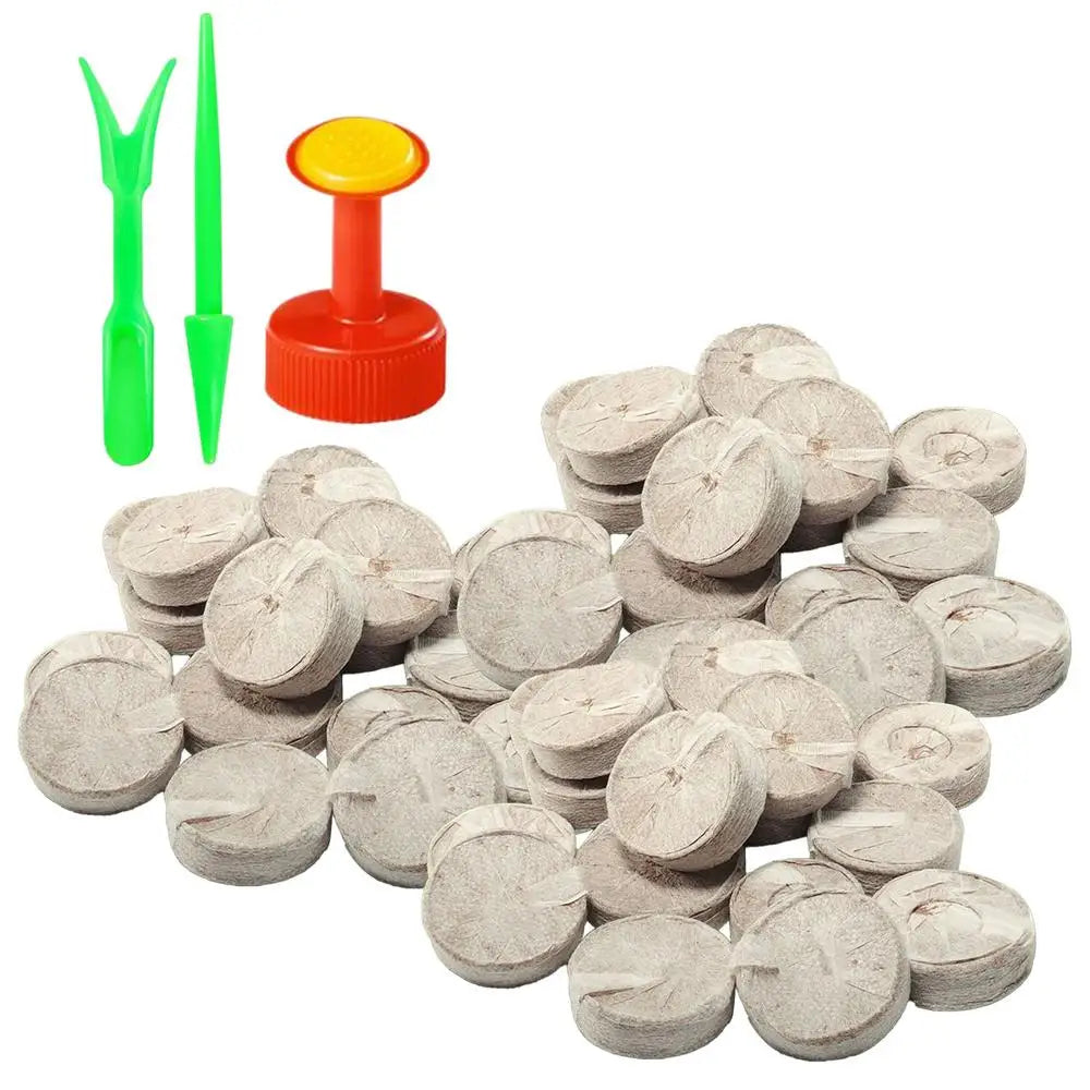 100Pcs 30mm Peat Pellets With Trays Seed Starting Soil Pellets For Indoor Outdoor Gardening Hydroponic Vegetable Flower Bed Farm