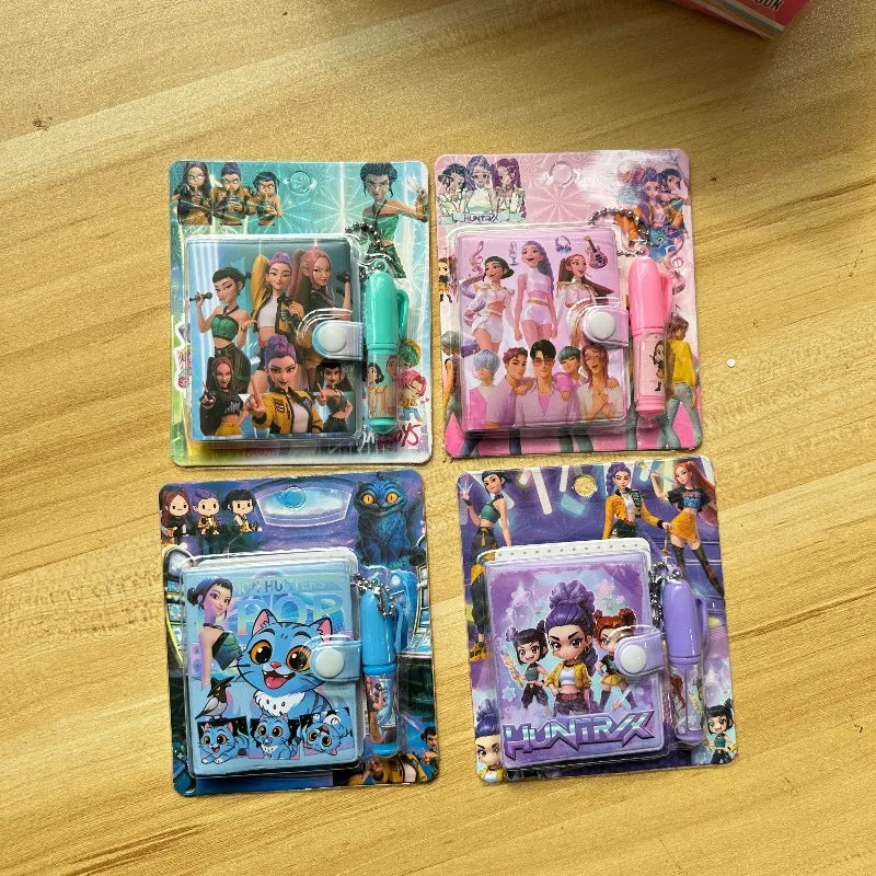 2\4pcs New K Pop Devil Hunter Notebook Cartoon Stationery Set Book Ballpoint Pen Small Set Student Gift Stationery Wholesale