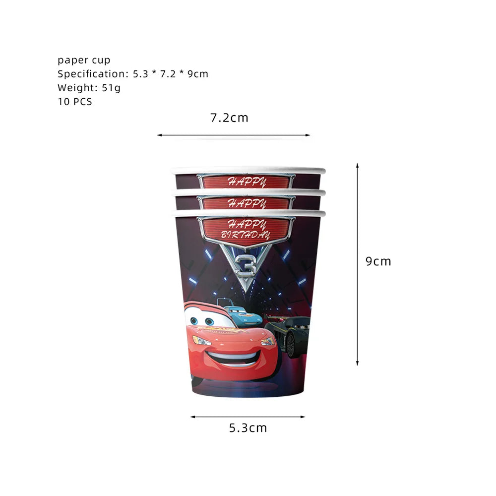 Disney Cars Birthday Decoration, Cartoon, Lightning Mcqueen, Paper Plates, Napkins, Cups, Balloon, Event Supplies, Baby Shower