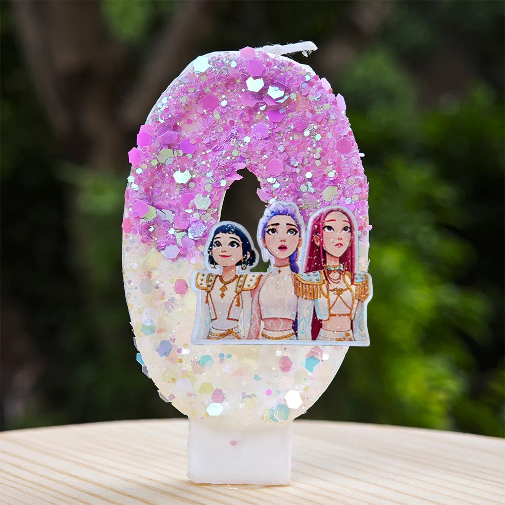 Kpop Demon Hunters Candle Number 0-9 Soccer Candle Cake Decoration Birthday Party for Kids Baby Shower Decor Gift