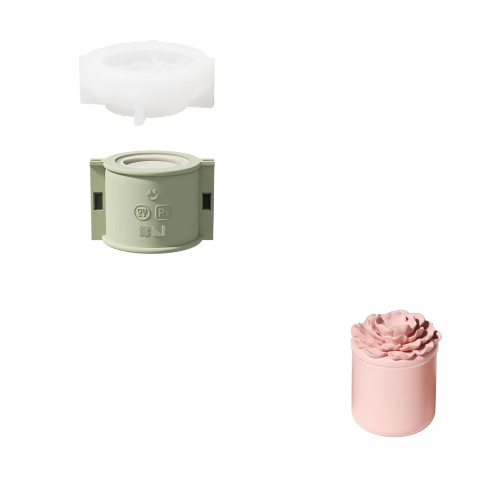 Nicole Camellia Candle Jar Jesmonite Silicone Mold Reusable Candle Refill Mold DIY Flower Concrete Gypsum Mould