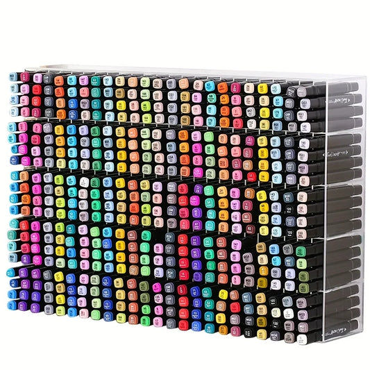 1pc Stackable Acrylic Marker Storage Box - Colored Pen & Pencil Organizer, Desktop Storage Solution for Markers, Clear One-Piece