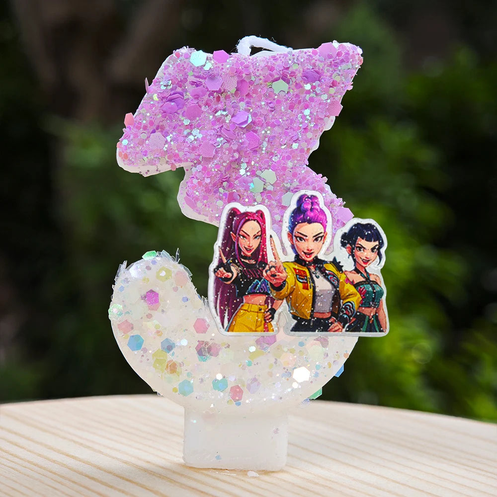 Kpop Demon Hunters Candle Number 0-9 Soccer Candle Cake Decoration Birthday Party for Kids Baby Shower Decor Gift