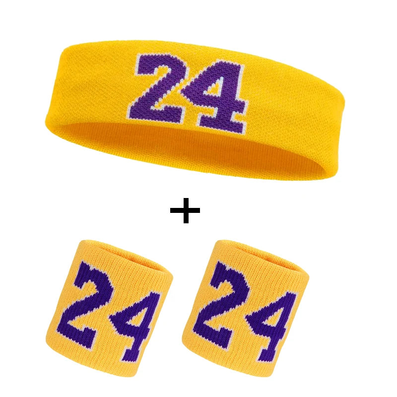 Cotton Athletic Headband Number 24 Elastic Sweatband Protection Basketball Tennis Sport Adult Kids Gym Fitness Sweat Hair Band
