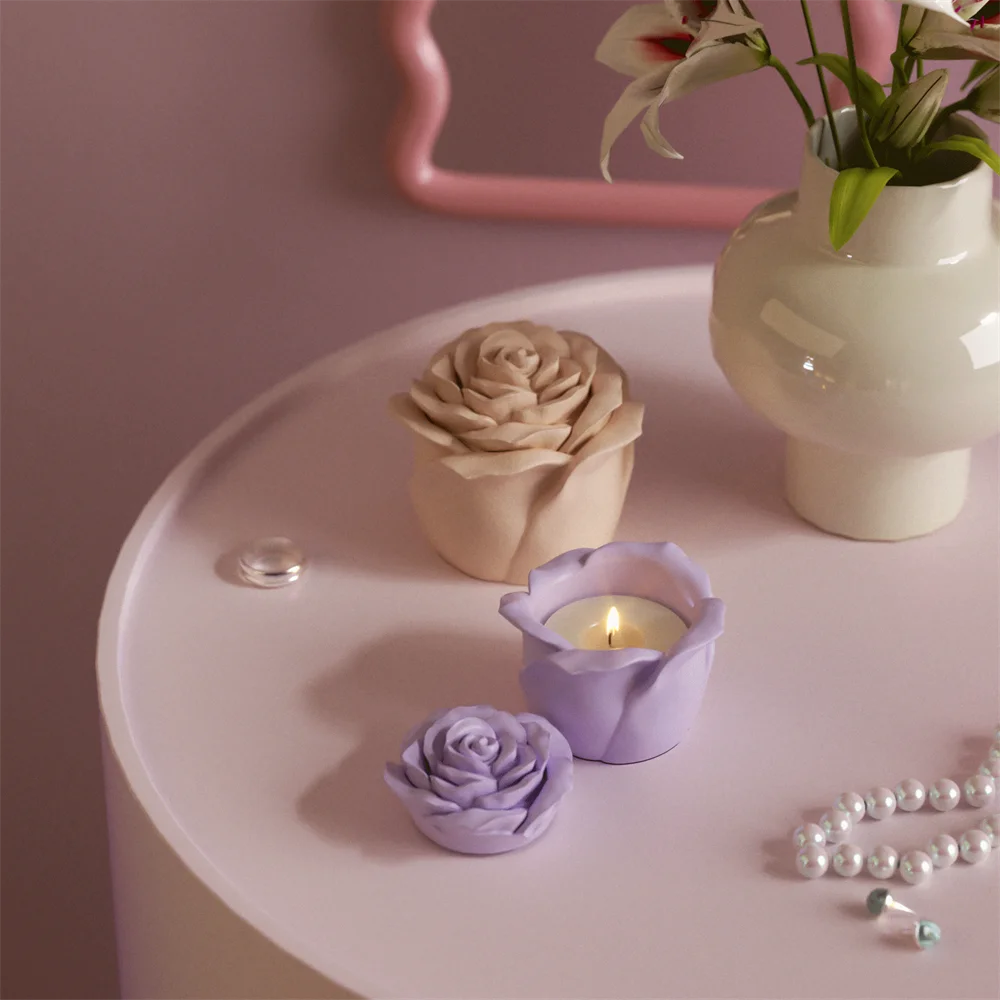 Nicole Eternal Rose Candle Jar Concrete Mold Candle Refill Silicone Mold DIY Handmade Gifts Tools Home Decor
