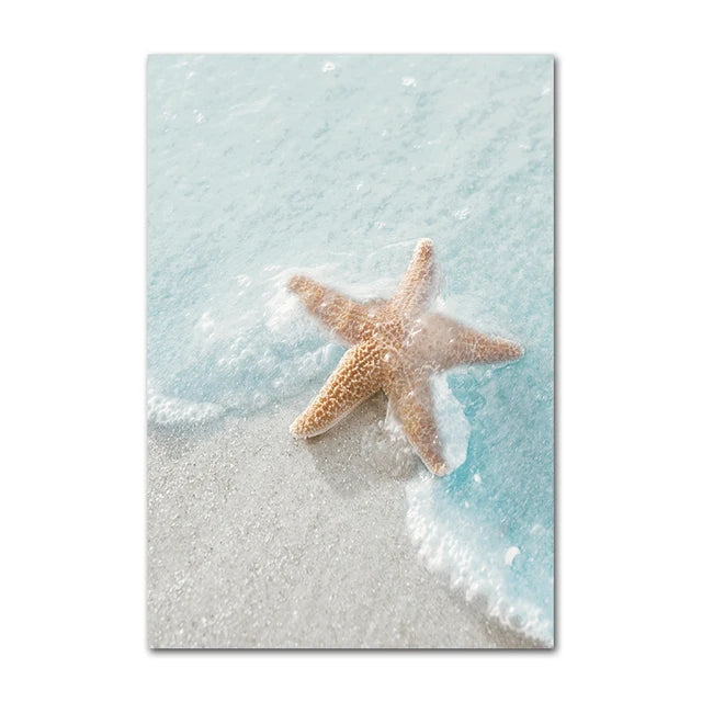 Beach Sea Ocean Canvas Wall Art Poster Bridge Leaves Turtle Seagull Print Painting Vibrant Summer Picture Nordic Home Decoration