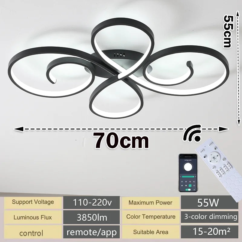 LED Ceiling Lights 110V 220V Remote Dimming  APP Modern 3 Colors Lamp  for Dining Room, Living Room Bedroom