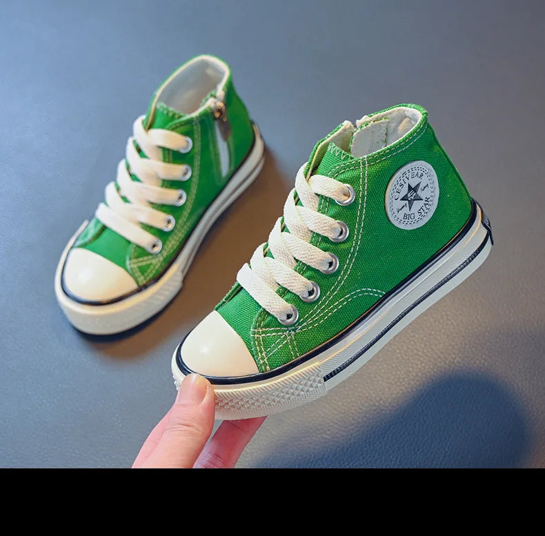 Children's Mid-Top Canvas Shoes Soft Bottom Comfortable Casual Children's Shoes Boys and Girls Non-slip Breathable Board Shoes