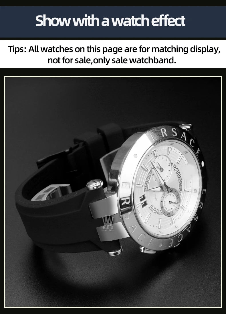 Rubber Watch Band For Versace V-RACE DUAL Series Strap Silicone Watch Accessories 24mm Waterproof Belt Notch Special Concave