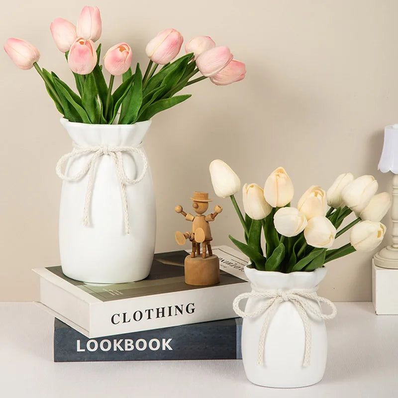 1Pc Bow Design Plastic Flower Vase Modern Art Nordic Decorative Vase  Used for Wedding, Living Room, Office, Bedroom Decoration